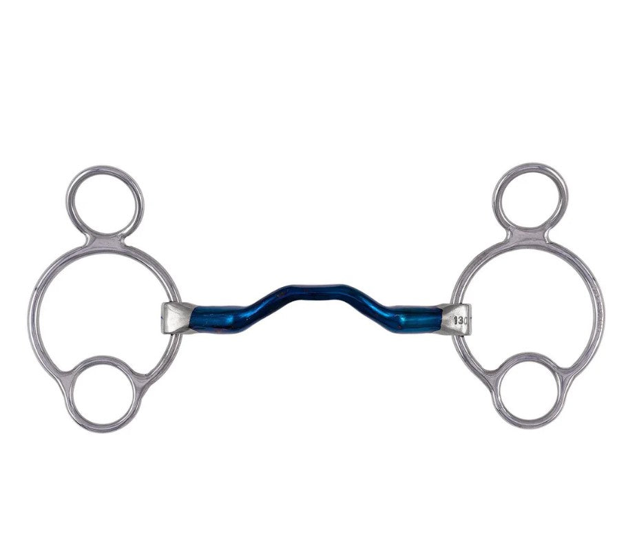 Bombers 2.5 Ring Happy Tongue Bit with curved sweet iron port for sensitive horses.