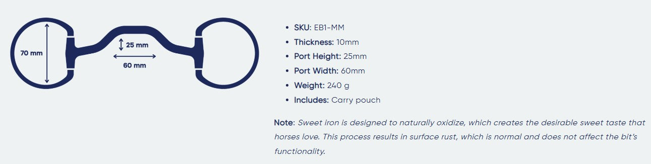 Cavalon Eggbutt Low Port Mullen Sweet Iron Snaffle
