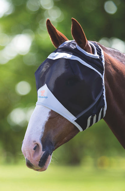 FlyGuard Pro Fine Mesh Fly Mask With Ear Hole - Black
